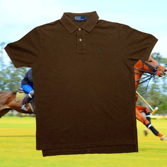 Rare Vintage 90s POLO Brown Shirt Size Large - Picture 1 of 3